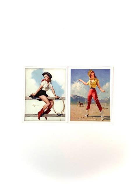 S Cowgirls Pin Ups By Gil Elvgren Sticker Prints Etsy