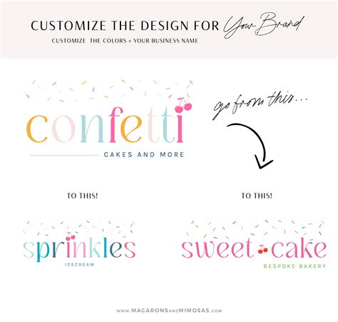 Confetti Birthday Logo Design • Macarons And Mimosas