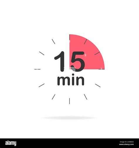 15 Minutes Timer Stopwatch Symbol In Flat Style Isolated Vector