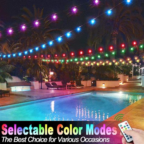 Mlambert Color Changing Led Outdoor String Lights And Warm White 48ft