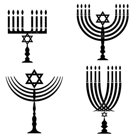 Set Of Menorah Silhouettes Holder Celebrate Menorah Vector Holder