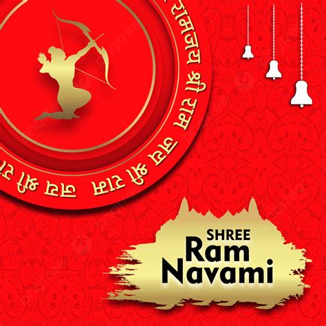 Happy Shri Ram Navami Indian Festival Luxury Golden Red Background Ram