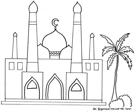 Gambar Mewarnai Masjid Buku Mewarnai Warna Gambar