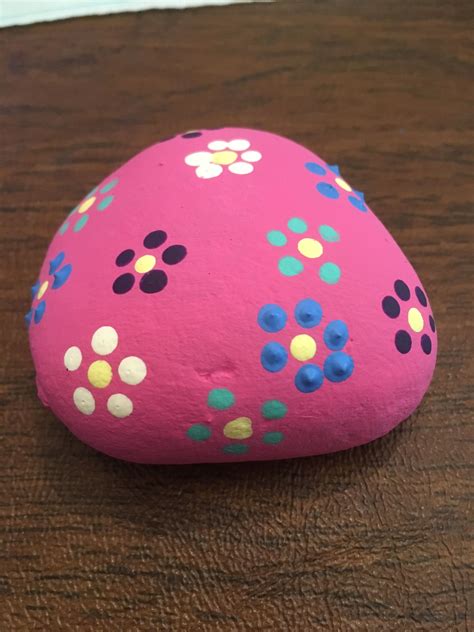 Floral Dotted Painted Rock Diy Rock Art Rock Painting Art Painted
