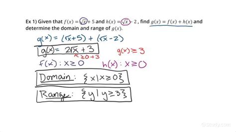 Determining The Domain And Range Of Combined Functions Algebra
