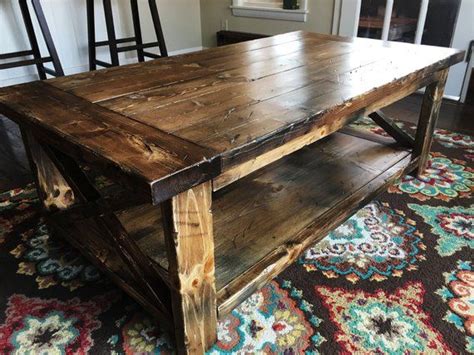 Handmade Distressed Knotty Pine Coffee Table Stain Color Is Provincial