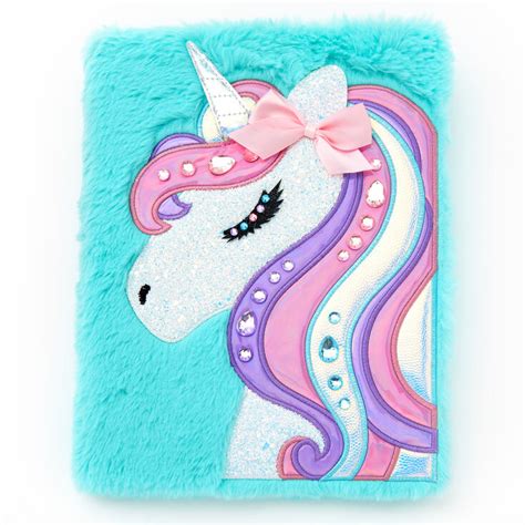 Sparkling Unicorn Plush Sketchbook Turquoise Claires Us