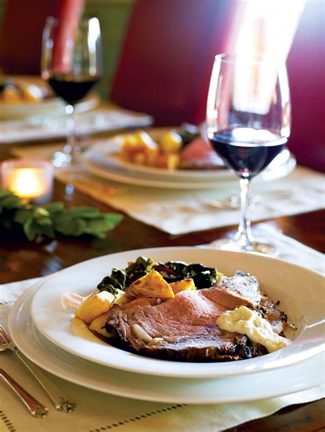 For my table setting, instead of glitz and satin, i opt for natural and earthy elements like red stitched jute ribbon and gingerbread cookies to decorate the table. Cabernet-Paired Holiday Dinner - Sunset Magazine