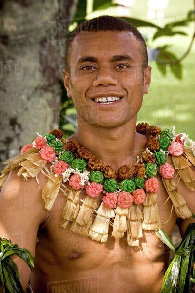 Fiji Viti Levu Viseisei Portrait Of A Fijian Man In Native Costume
