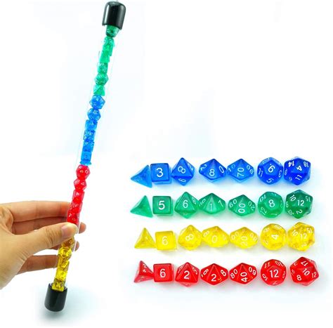 Bescon 28pcs Colorful Translucent Mini Polyhedral Dice Set In Tube