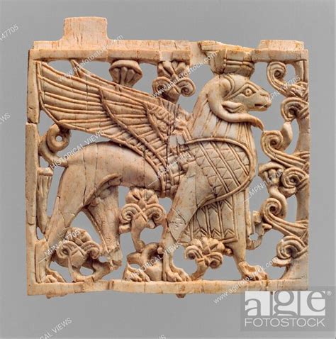 Openwork Furniture Plaque With A Striding Ram Headed Sphinx Stock