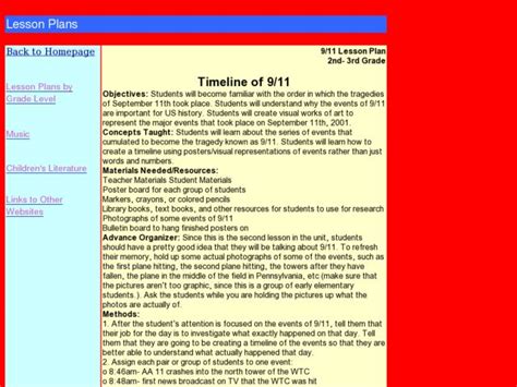 Timeline Of 911 Lesson Plan For 2nd 3rd Grade Lesson Planet