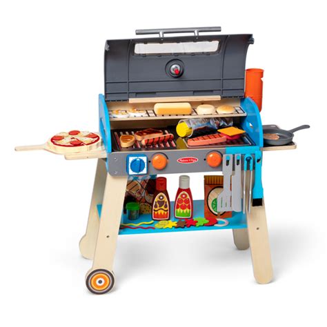 Melissa And Doug Wooden Deluxe Barbecue Grill Smoker And Pizza Oven Play