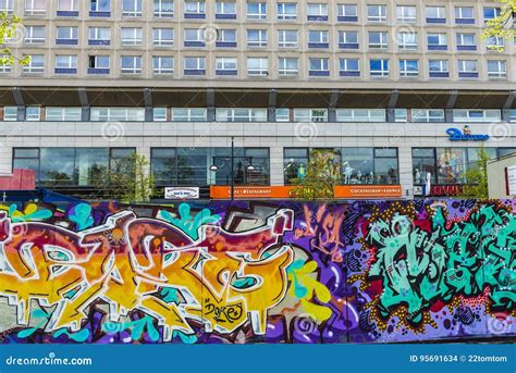 Wall Covered With Graffiti In Berlin Germany Editorial Stock Image