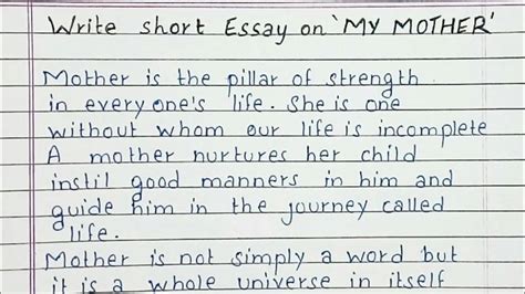 Write Short Essay On My Mother Essay In English Handwriting Short Essay Essay Writing
