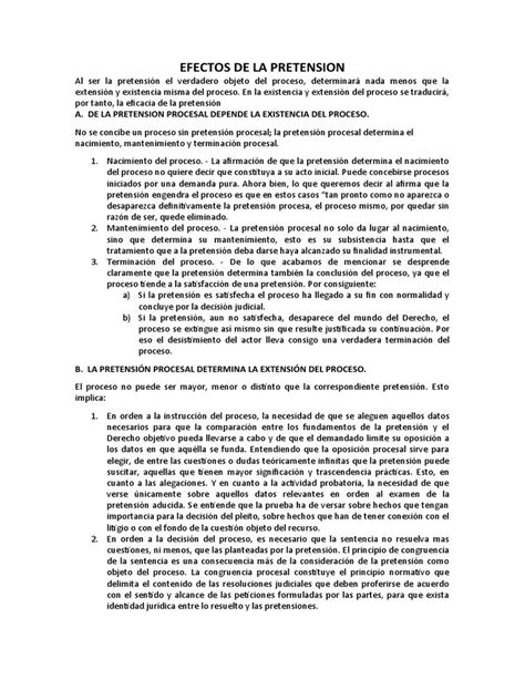 Resumen Efectos De La Pretension Pdf Ley Procesal Sentencia Ley