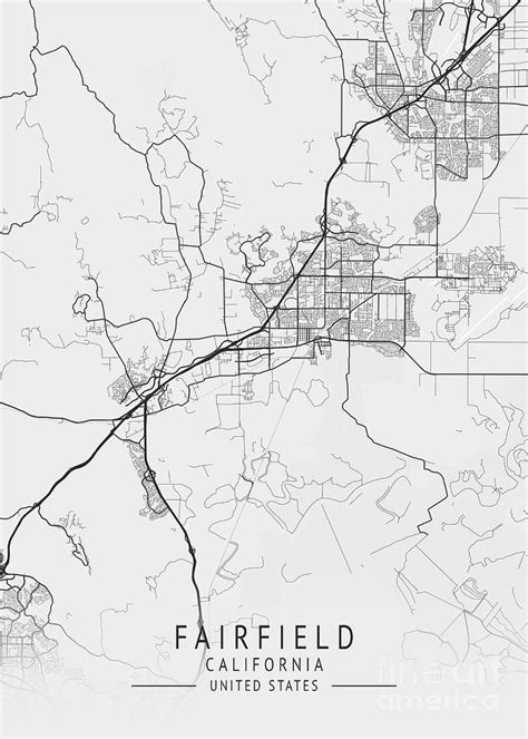 Fairfield California Us Gray City Map Digital Art By Tien Stencil