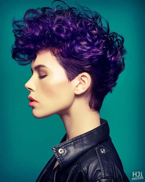 Short Style With Violet Curls Hair Photography Violet Hair Colors