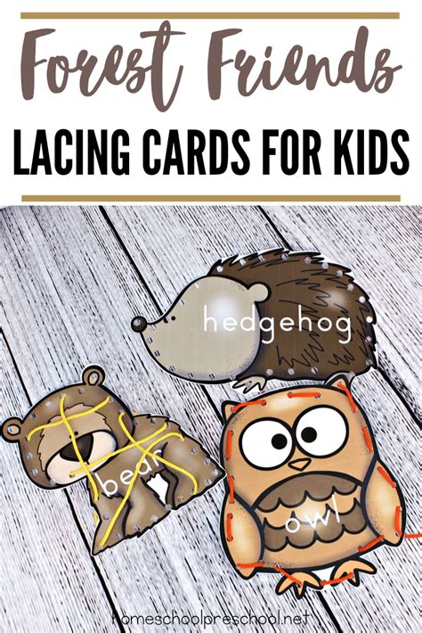This Set Of Forest Animal Printable Lacing Cards For Preschoolers Is