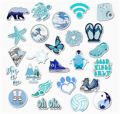 10 Pack Aesthetic Stickers Blue Theme Perfect For Cute Etsy