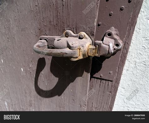 Old Door Latch Mounted Image And Photo Free Trial Bigstock