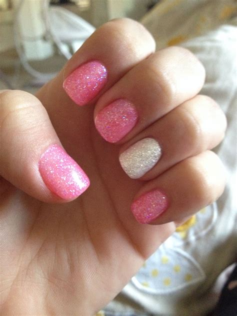 Pink And White Glitter Gel Nails Glitter Gel Nails Nails For Kids