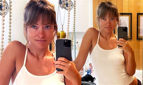 Braless Olivia Wilde Debuts New Bangs And Flashes Her Abs In White Tank Top Daily Mail Online