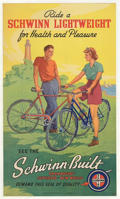 Schwinn Lightweights Original Vintage Bicycle Poster Circa 1940