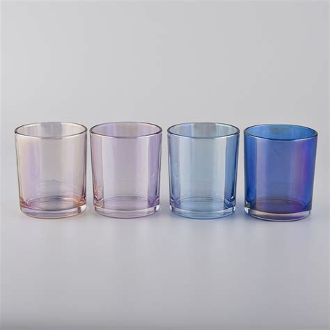 Holographic Glossy Electroplating Glass Candle Jars High Quality Glass Candle Jar Glass Candle Jar