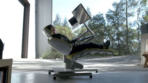 Futuristic Desk And Chair Station Is Fully Adjustable For Working While