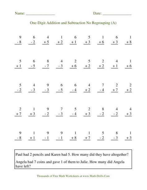 Free Printable Adding And Subtracting Worksheets