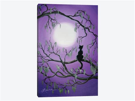 Black Cat In Mossy Tree Canvas Artwork By Laura Iverson Icanvas