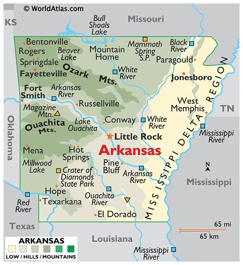 Physical Map Of Arkansas Arkansas Physical Map Physical Map Map Of