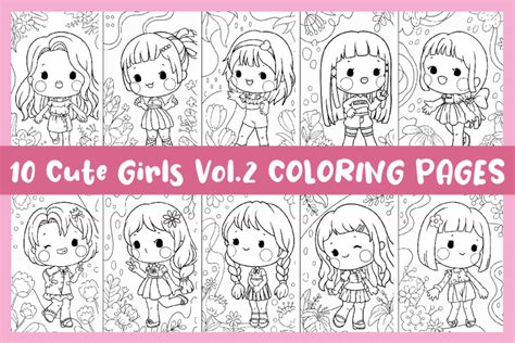 Cute Girls Vol2 Coloring Pages Crella