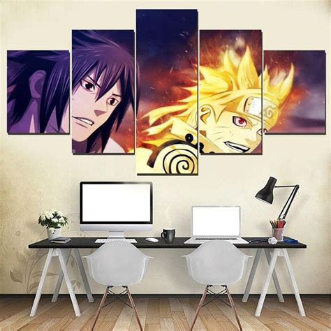 Anime Painting Wall Art 5 Pieces Naruto Uzumaki And Sasuke Uchiha