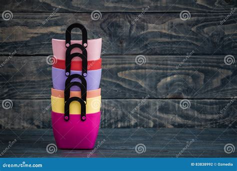 Colorful Small Decorative Plastic Bags With Handle Stock Photo Image
