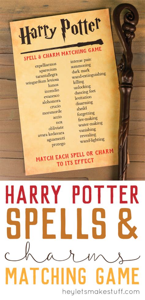As for how our harry potter spells are listed, we have broken them down according to several different methods. Printable Harry Potter Spells and Charms Matching Game ...