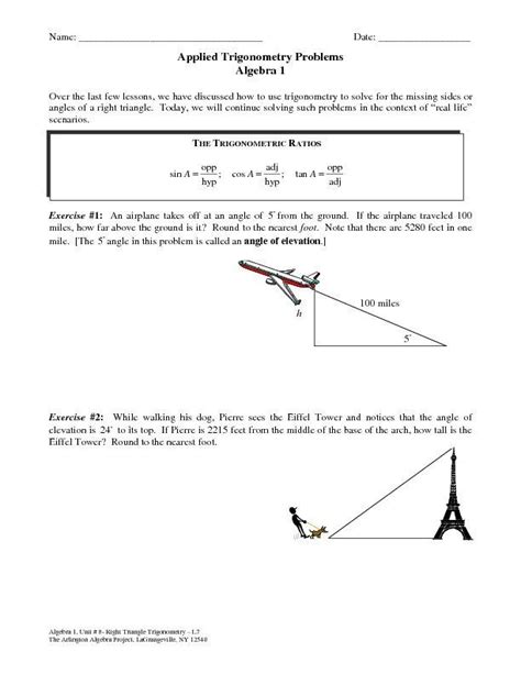 We hope these trig word problems worksheet images gallery can be a direction for you, bring you more samples and most important: Trigonometry Word Problems Worksheet Answers Applied ...