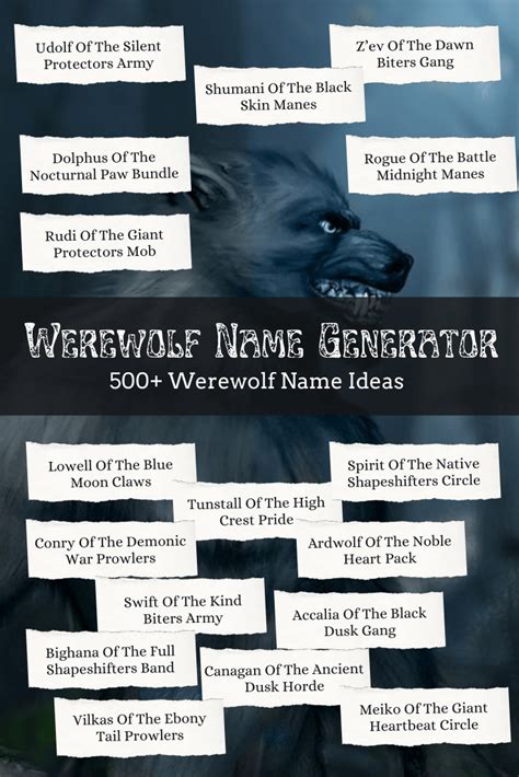 werewolf name generator 500 werewolf names 🐺 imagine forest