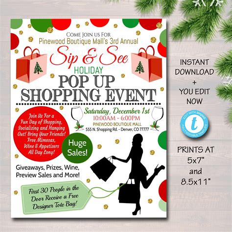 Christmas Shopping Flyer Holiday Pop Up Shop Boutique Show