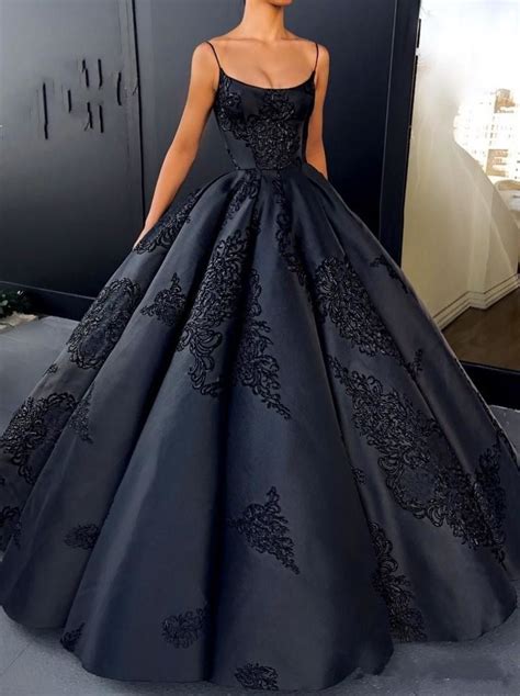 Gothic Black Girl Masquerade Ball Gown Prom Dress 2018 Spaghetti Strap