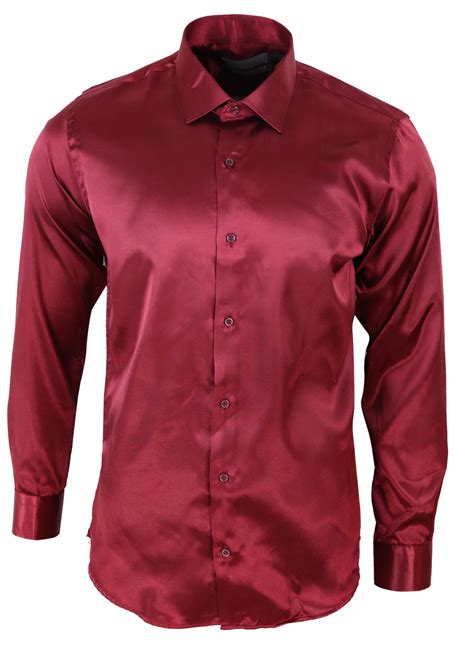 Mens Satin Silk Shirt Smart Casual Button Down Cuff Tailored Fit Shiny Party 3071 Picclick