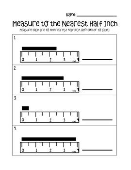 Measuring to the nearest half inch worksheet