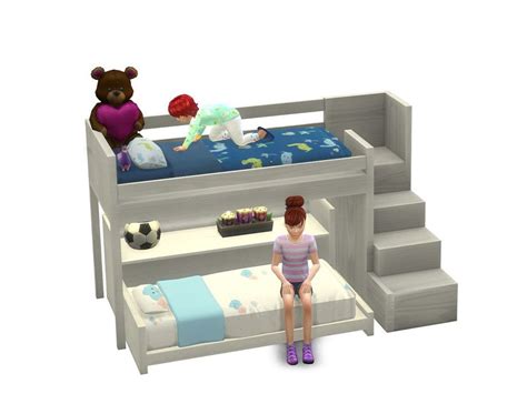 Sims 4 — Functional Toddler Bunk Bed By Pandasamacc — This Toddler Bunk