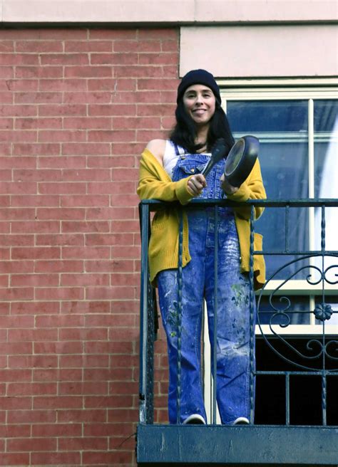 Sarah Silverman In A Blue Cardigan Cheers For Essential Workers From