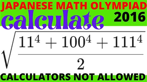 Japanese Math Olympiad 2016math Olympiad Questionsmatholympics Youtube