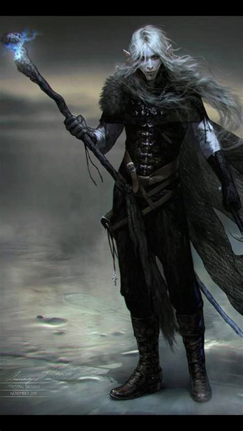 M Drow Elf Warlock Hilvl Leather Armor Cloak Staff Planes Traveler Pathfinder Rpg Characters