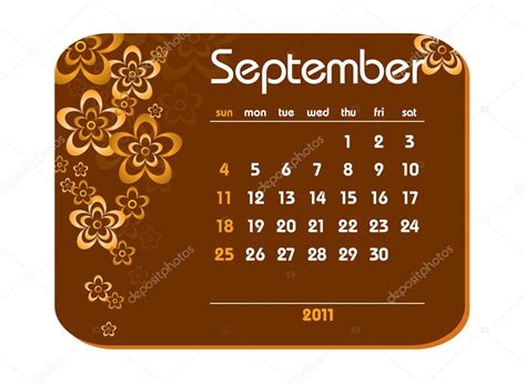 2011 Calendar September — Stock Vector © Marinakoven 4100009