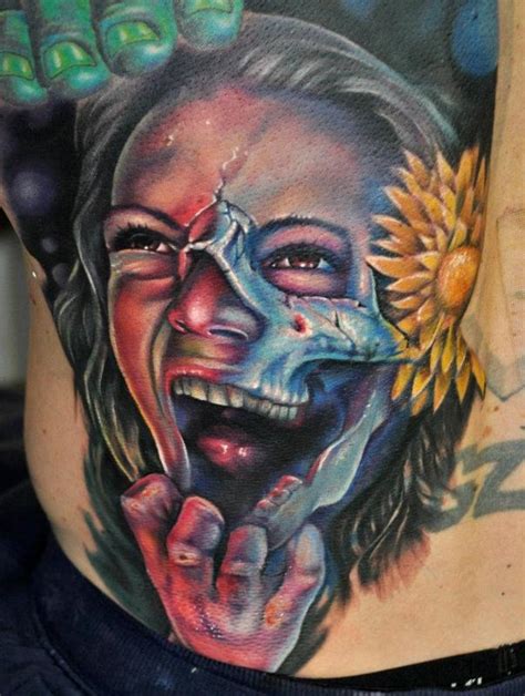 Powerline Tattoo Tattoos Body Part Back Full Color Custom Girlskeleton Tattoo