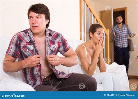 Spouse Having Affair With Unfaithful Woman Stock Image Image Of